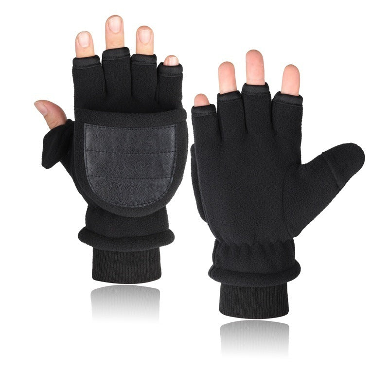 Double-layer Velvet Flip Touch Screen Gloves