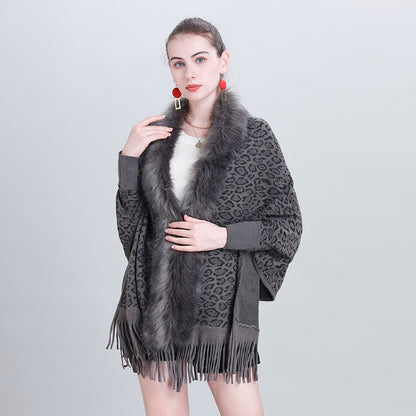 Autumn And Winter New Scarf Faux Fur Collar Knitted Shawl