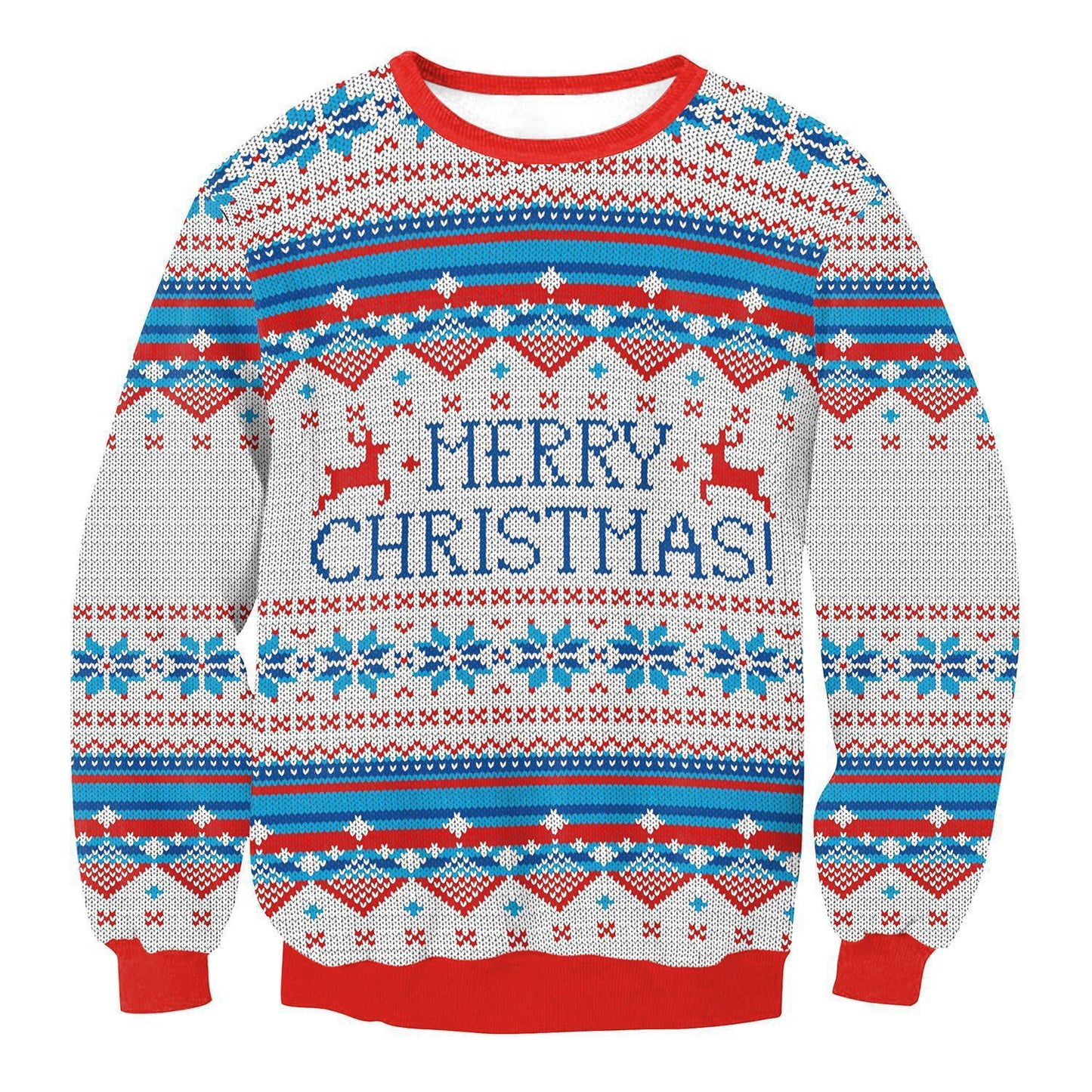 Ugly Christmas Sweater, Santa Elf Print, Pullover