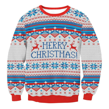 Ugly Christmas Sweater, Santa Elf Print, Pullover