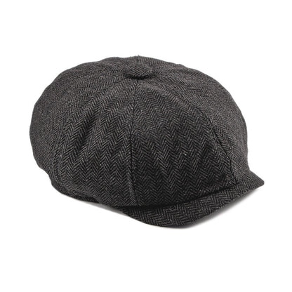 Fashion Retro Octagonal Hat Men's Plaid Beret