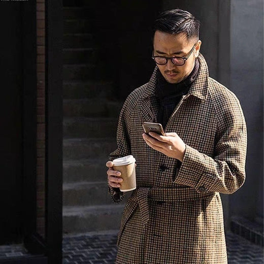 Coat Retro Gentleman Men's Clothing Wool Overcoat