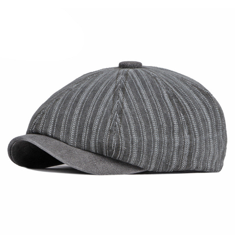 Spring Autumn Washed Denim Octagonal Beret