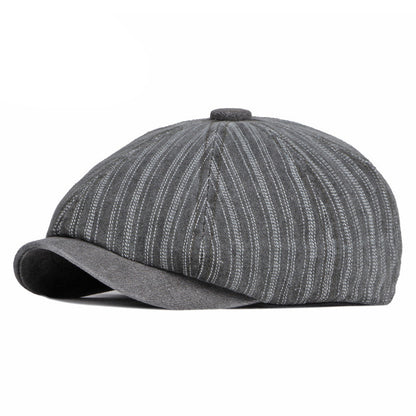 Spring Autumn Washed Denim Octagonal Beret