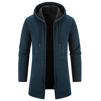 Autumn And Winter Fleece-lined Thickening Trendy Solid Color Men's Cardigan