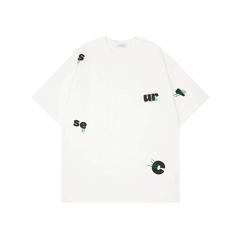 Men's Cotton Embroidery Loose Pullover Short Sleeve