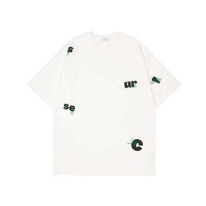 Men's Cotton Embroidery Loose Pullover Short Sleeve