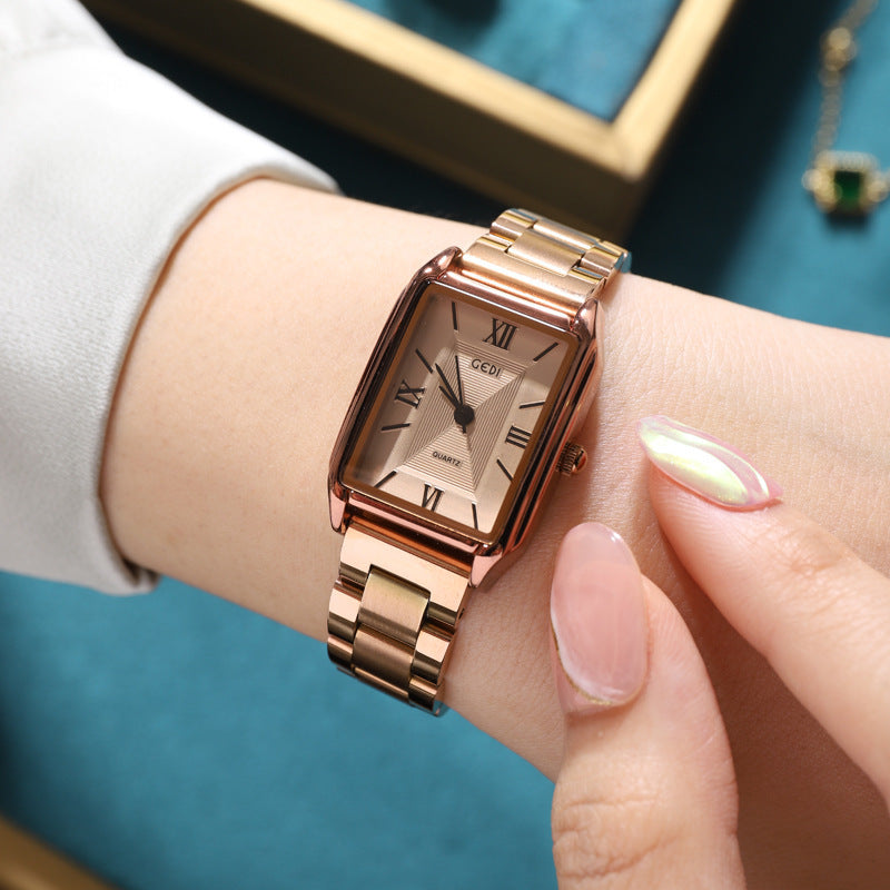Square Women's Fashion Steel Belt Watch