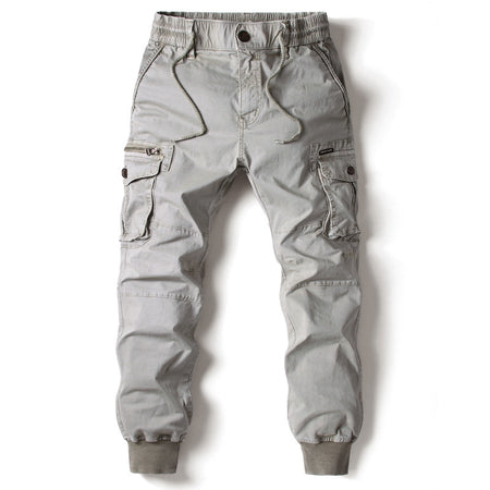 Solid Color Skinny Multi-pocket Men's Work Pants