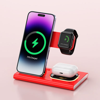 3 In 1 15W Wireless Charger Magnetic Night Light Stand