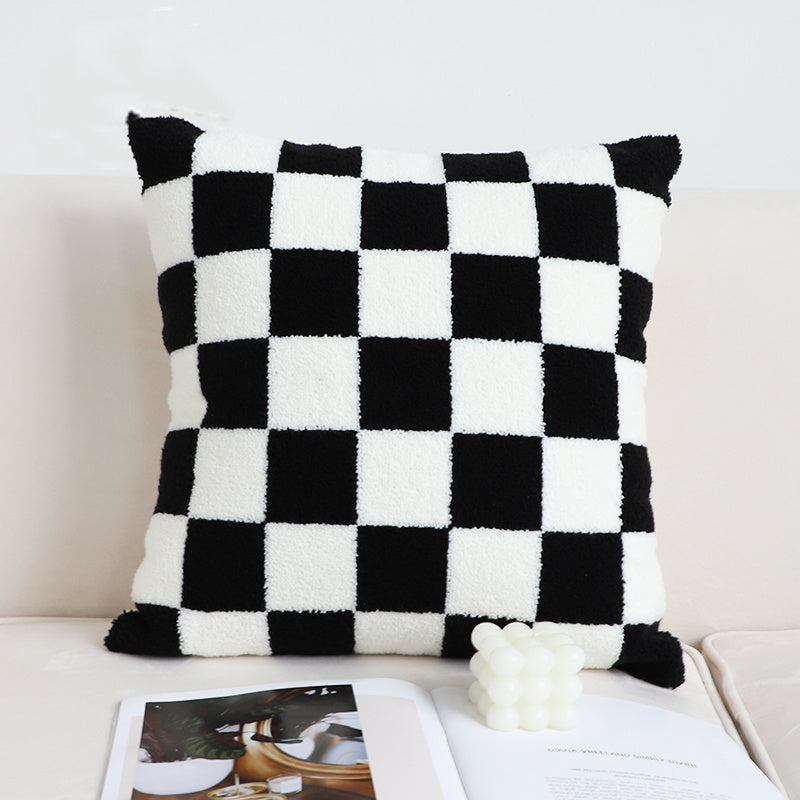 Black and White Checkerboard Pillow