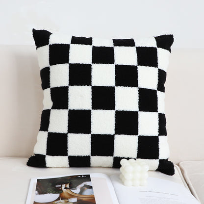 Black and White Checkerboard Pillow