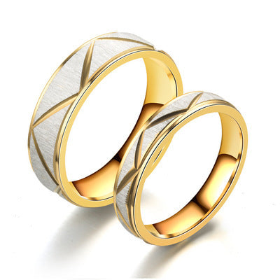 24K Gold Titanium Steel Couple Ring