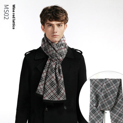 Simple Plaid Artificial Cashmere Warm Scarf