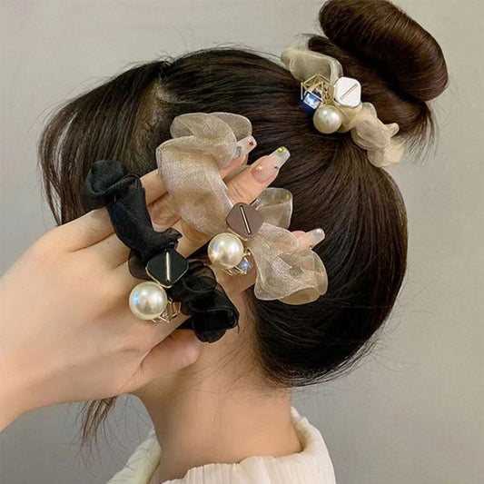 Light Luxury Pearl Organza Highly Elastic Hair Rope