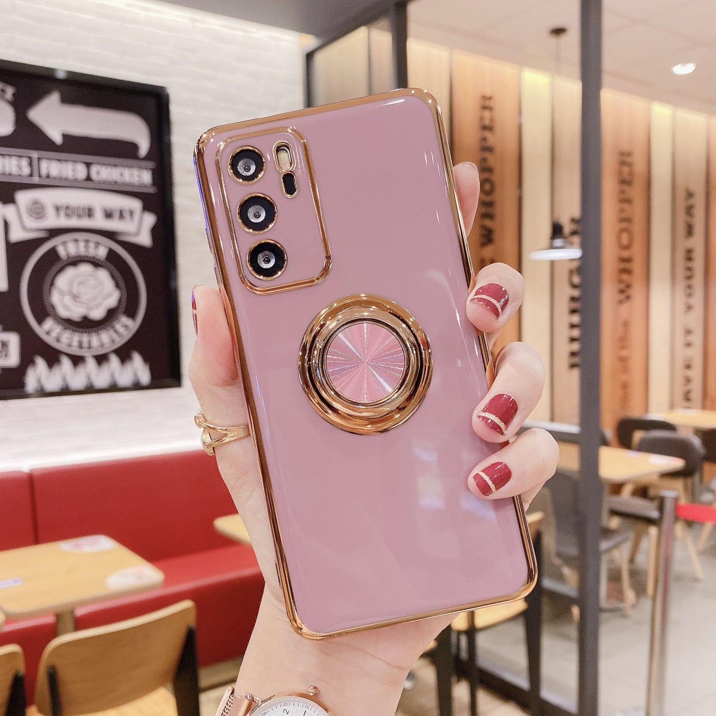Mobile Phone Shell P40PRO Ring Buckle Bracket Magnetic Car M40 Electroplating Fine Hole Nova8