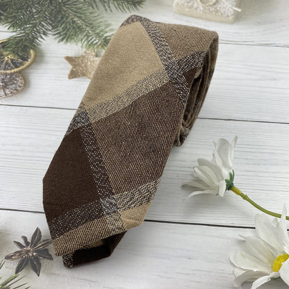 Autumn Winter British Style Knitted Cotton Linen Striped Tie