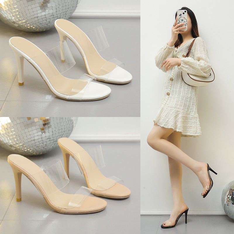 Large Size Summer Nude Stiletto Heel Fairy Style Skin Color Sandals