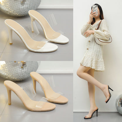 Large Size Summer Nude Stiletto Heel Fairy Style Skin Color Sandals
