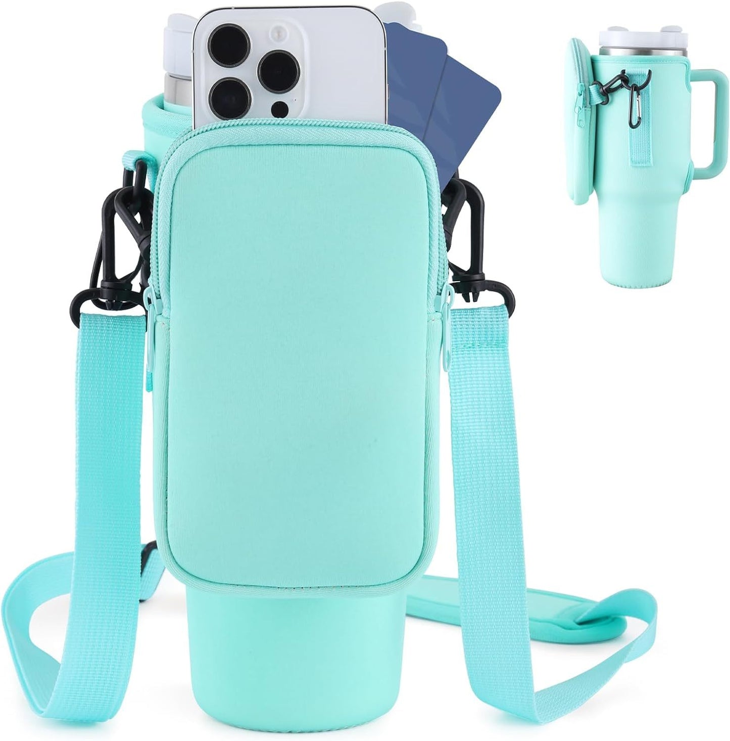 Slok Water Bottle Carrier, Fits 40oz Tumbler with Handle, Adjustable Strap - Blue Purple