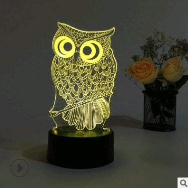 LED 3D Owl Touch Table Lamp Colorful