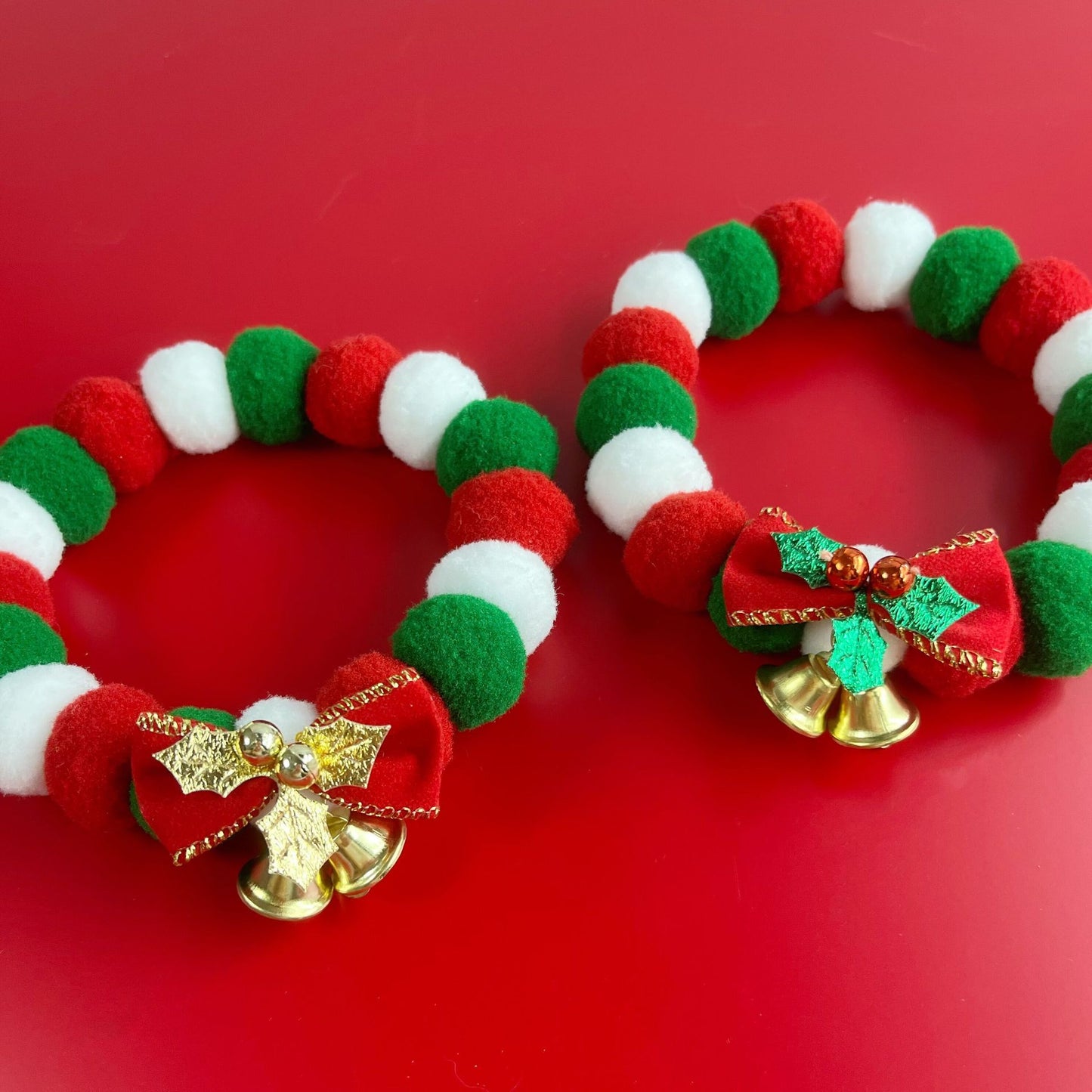 Christmas Pet Collar, Plush Necklace, Bow