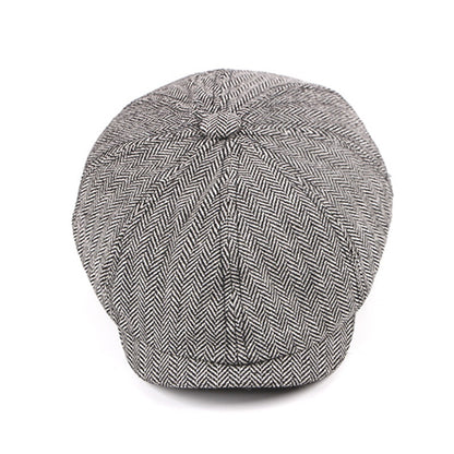 Fashion Retro Octagonal Hat Men's Plaid Beret