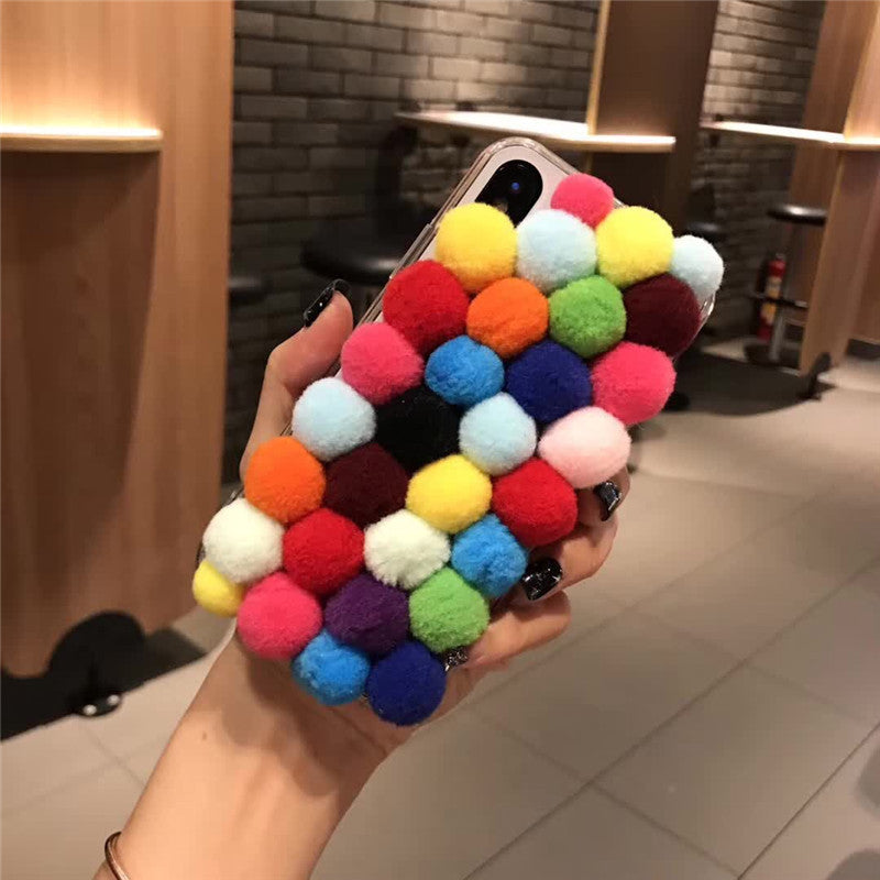 Compatible with Apple, Compatible with Apple , New iPhoneX wave point iPhone78/8 plus wool ball protection sleeve 6/6plus female tide warm