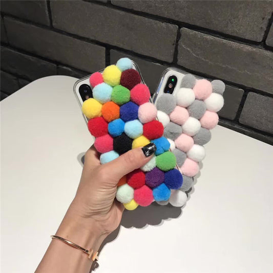 Compatible with Apple, Compatible with Apple , New iPhoneX wave point iPhone78/8 plus wool ball protection sleeve 6/6plus female tide warm