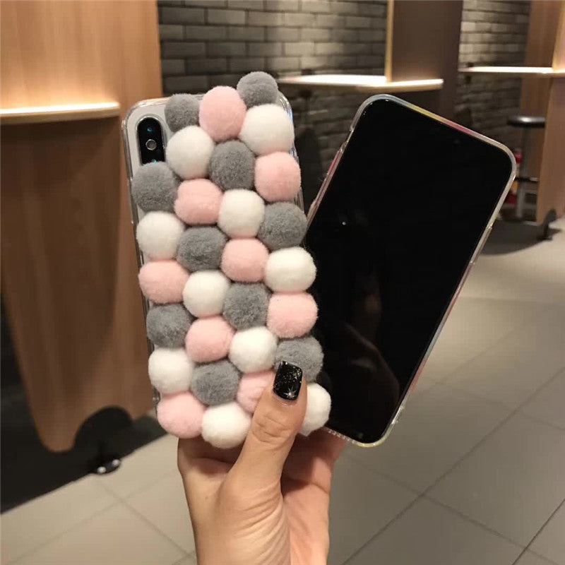 Compatible with Apple, Compatible with Apple , New iPhoneX wave point iPhone78/8 plus wool ball protection sleeve 6/6plus female tide warm