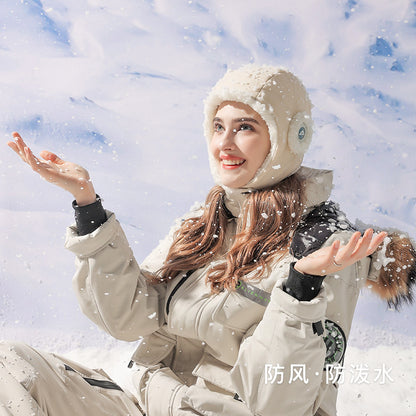 Down Plush Windproof Waterproof Winter Hat