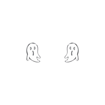 S999 Pure Silver Ghost Stud Earrings