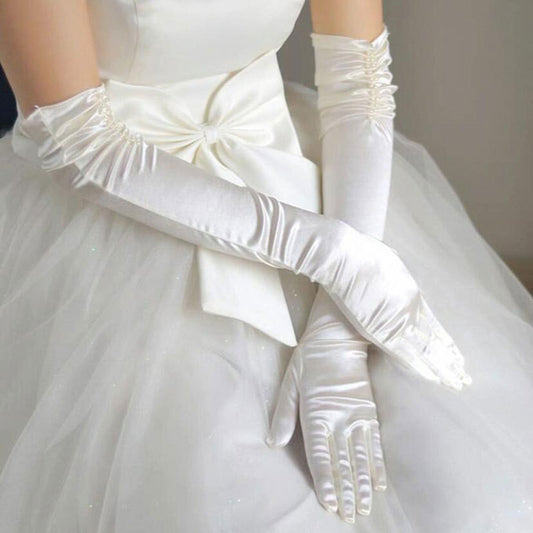 Beaded Satin Sun Protection Bridal Wedding Gloves