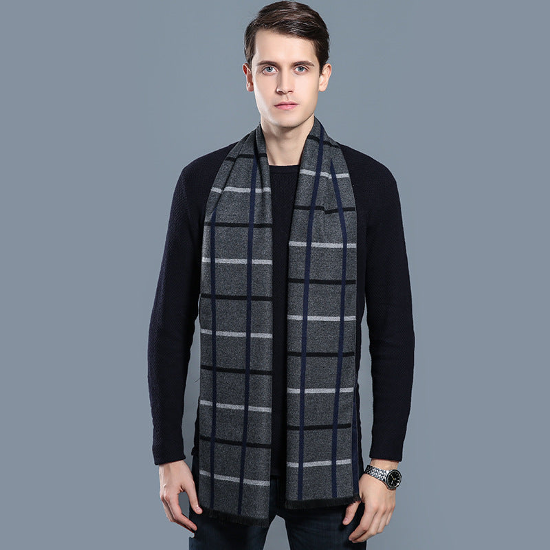 Simple Plaid Artificial Cashmere Warm Scarf