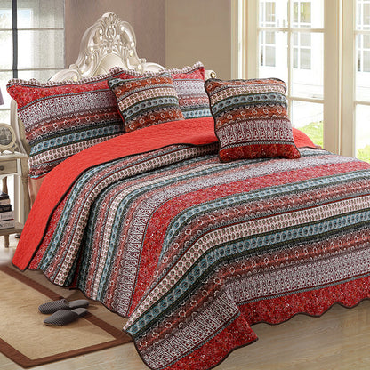 Three-piece Cotton Linen Wash Quilt Set