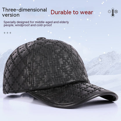 Full-grain Sheepskin Korean Style Plaid Hat Men