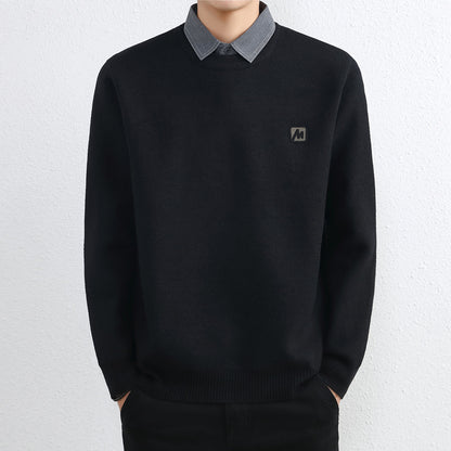Simple Fake Two Pieces Sweaters Men