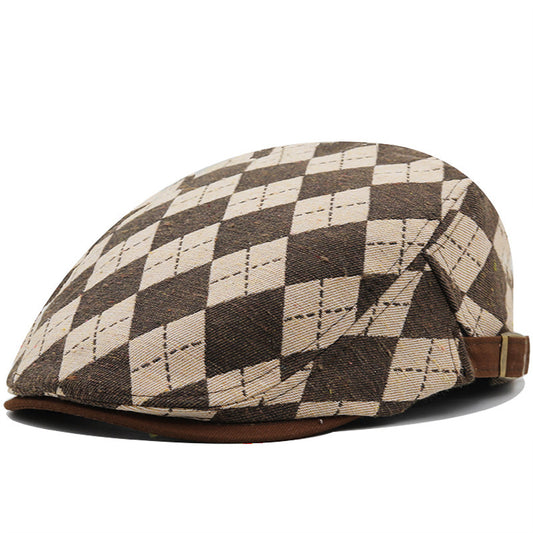 Retro Plaid Short Brim Advance British Casual Painter Hat