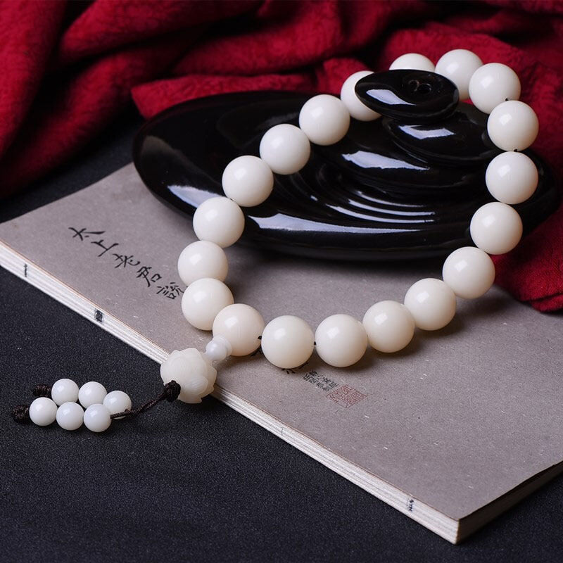 White Jade Bodhi Beads Rosary
