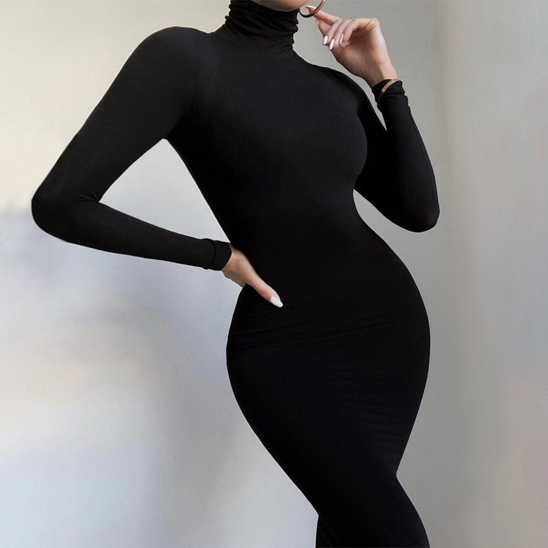 Solid Color Fleece-Lined Long Sleeve Yoga Jumpsuit for Autumn and Winter