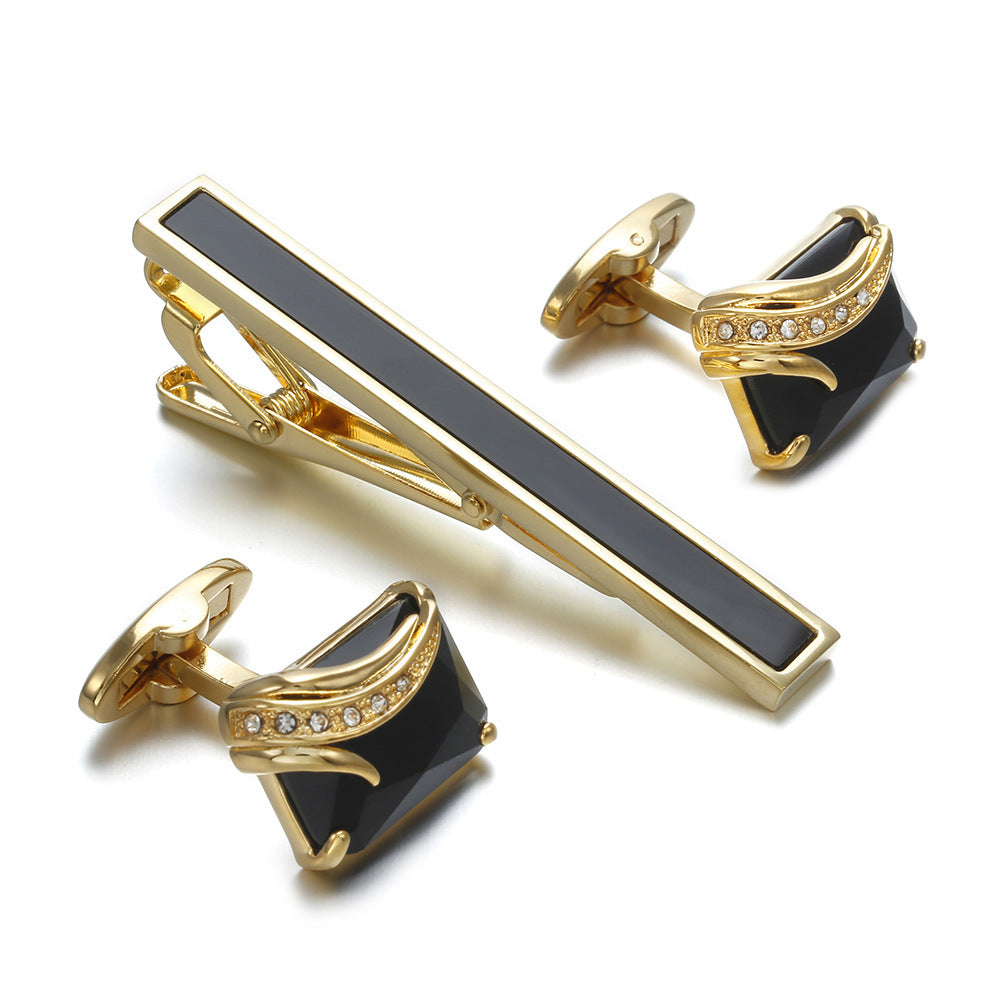 Gold Fashion Tie Clip Cufflinks