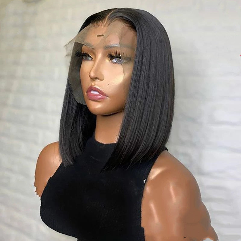 Short Bone Straight 13x4 Transparent Lace Front Wig