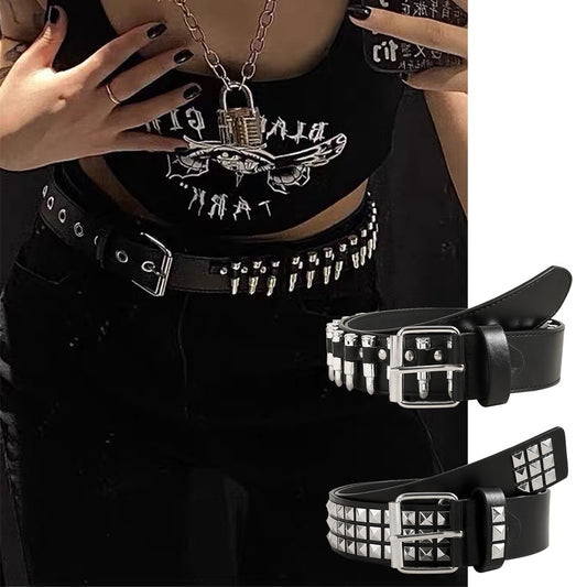 Rivet Belt Punk Bullet Black Belt