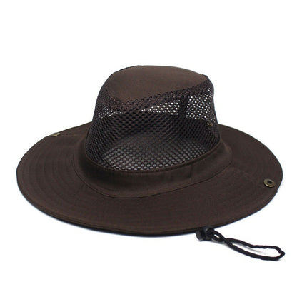 Patchwork Mesh Bucket Hat Sun Protection Foldable