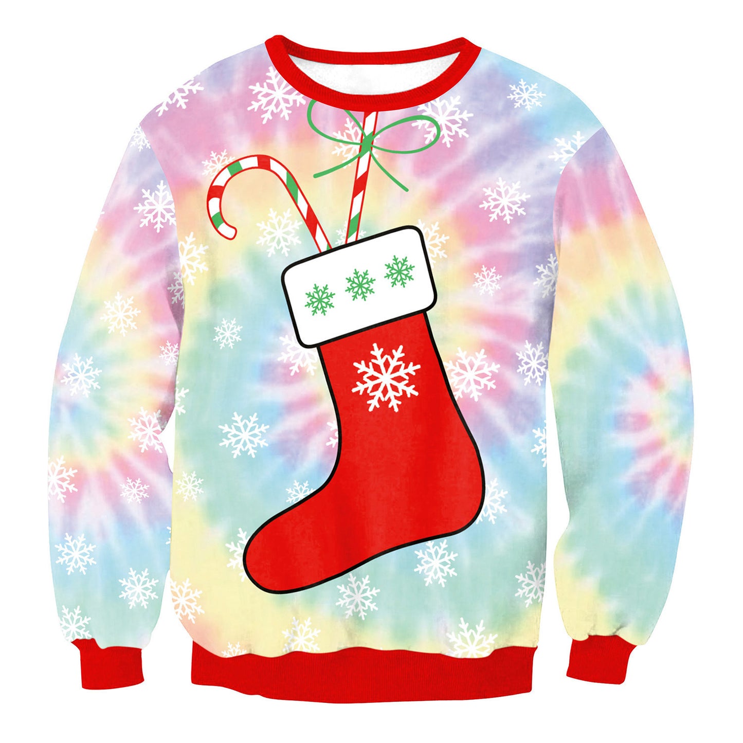 Ugly Christmas Sweater, Santa Elf Print, Pullover