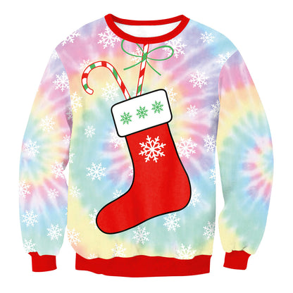 Ugly Christmas Sweater, Santa Elf Print, Pullover