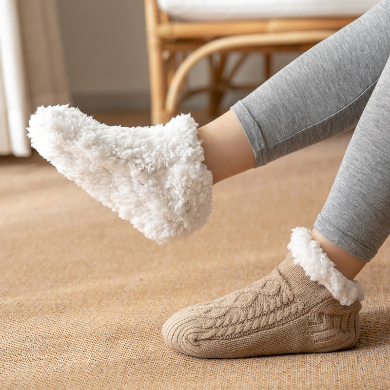 Winter Knitted Plush Socks, Non-slip, Women’s