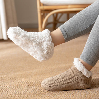 Winter Knitted Plush Socks, Non-slip, Women’s