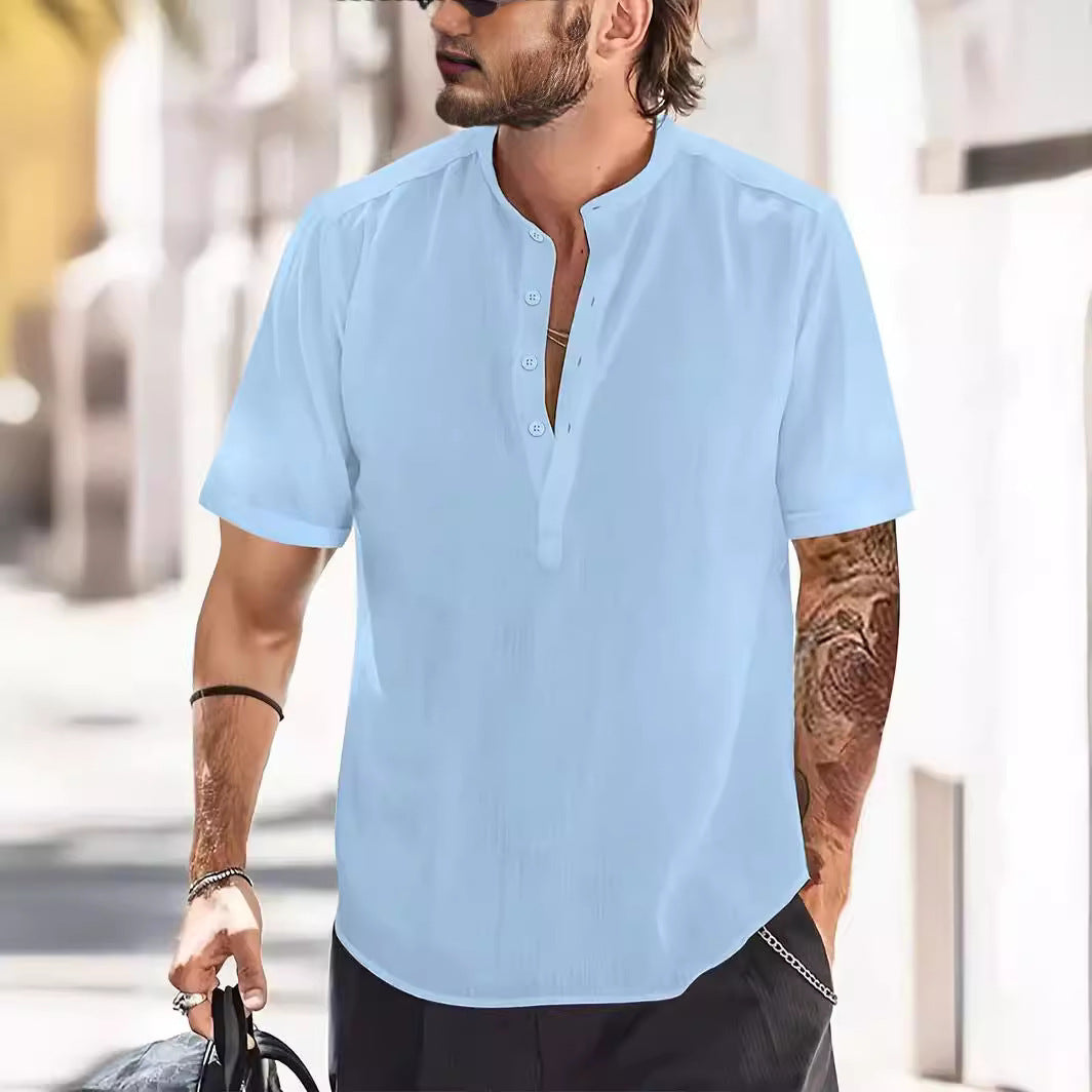 Men's Chest Pocket Solid Color Casual T-shirt