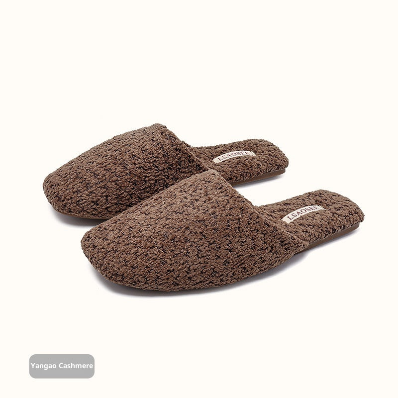 Autumn And Winter Fleece-lined Thermal Cotton Slippers Women's Indoor Home Non-slip